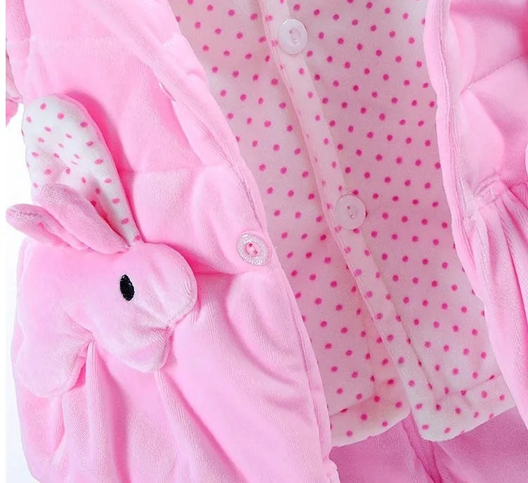 Baby girls autumn winter three-piece clothing set with jacket, pants, and vest in flannel cotton
