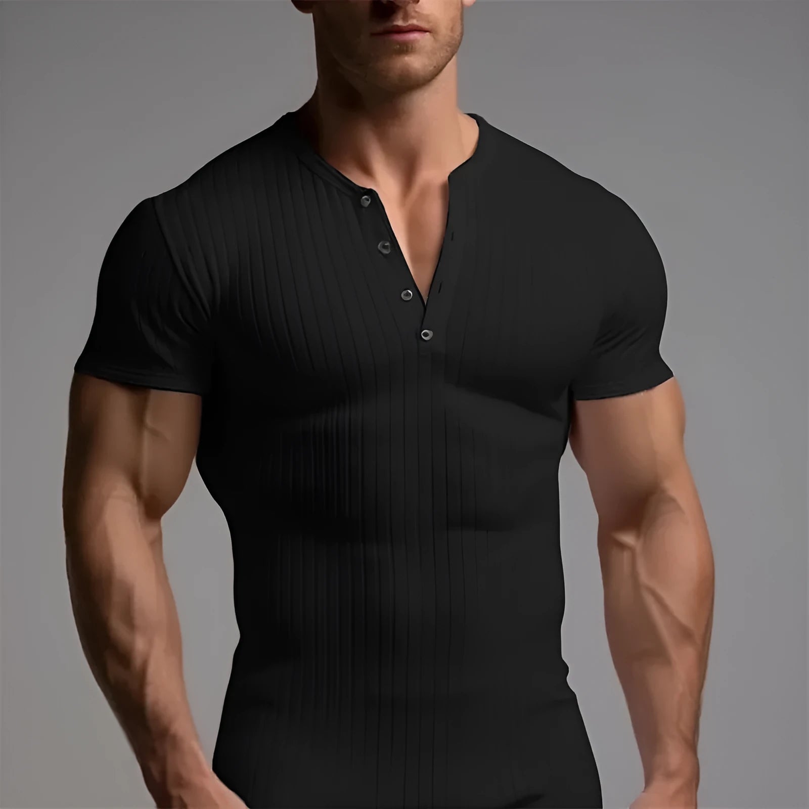 Men's slim-fit sports T-shirt in solid colours: white, black, khaki, green, navy.
