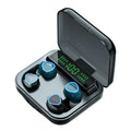 M56 Bluetooth headset in black with digital display and charging cable