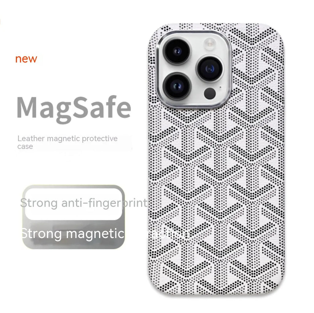 Leather magnetic drop-resistant phone case for Apple iPhone in gold with all-inclusive design