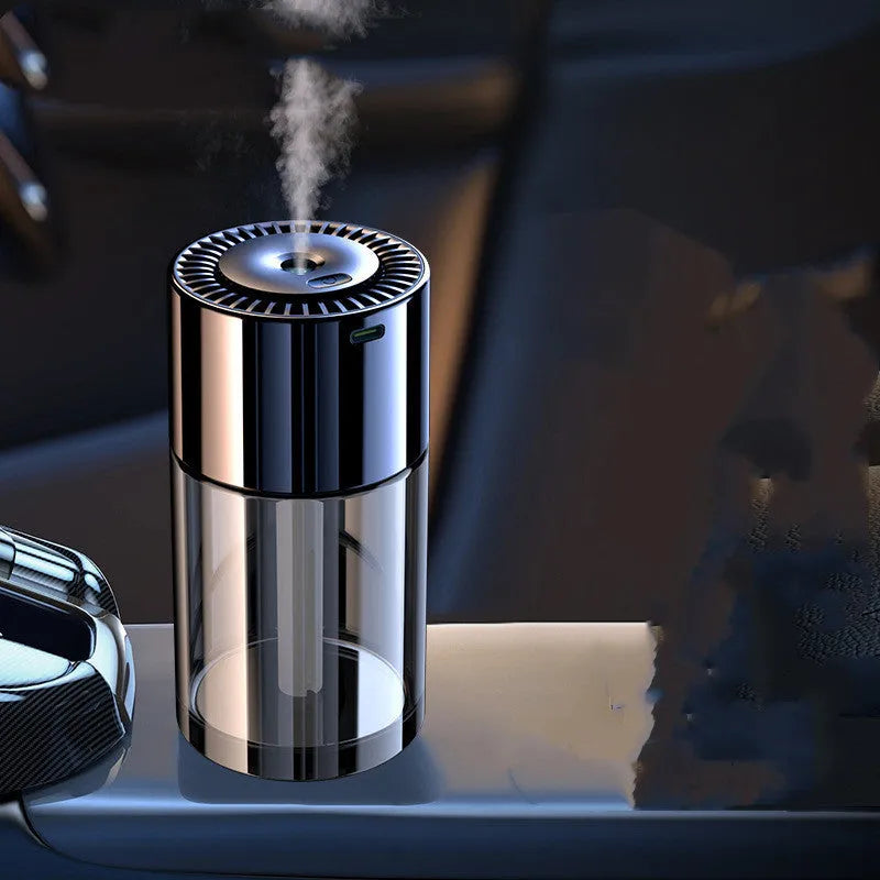 AI spray perfume humidifier with glass seat and USB plug, 12.7cm tall.