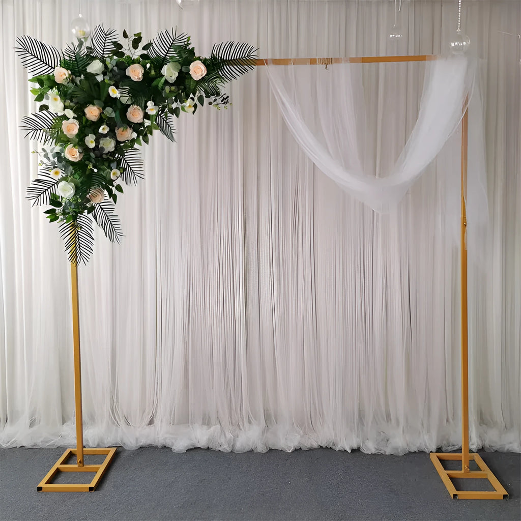 Wrought iron wedding photography background support system with telescopic frame and bold thickened bases