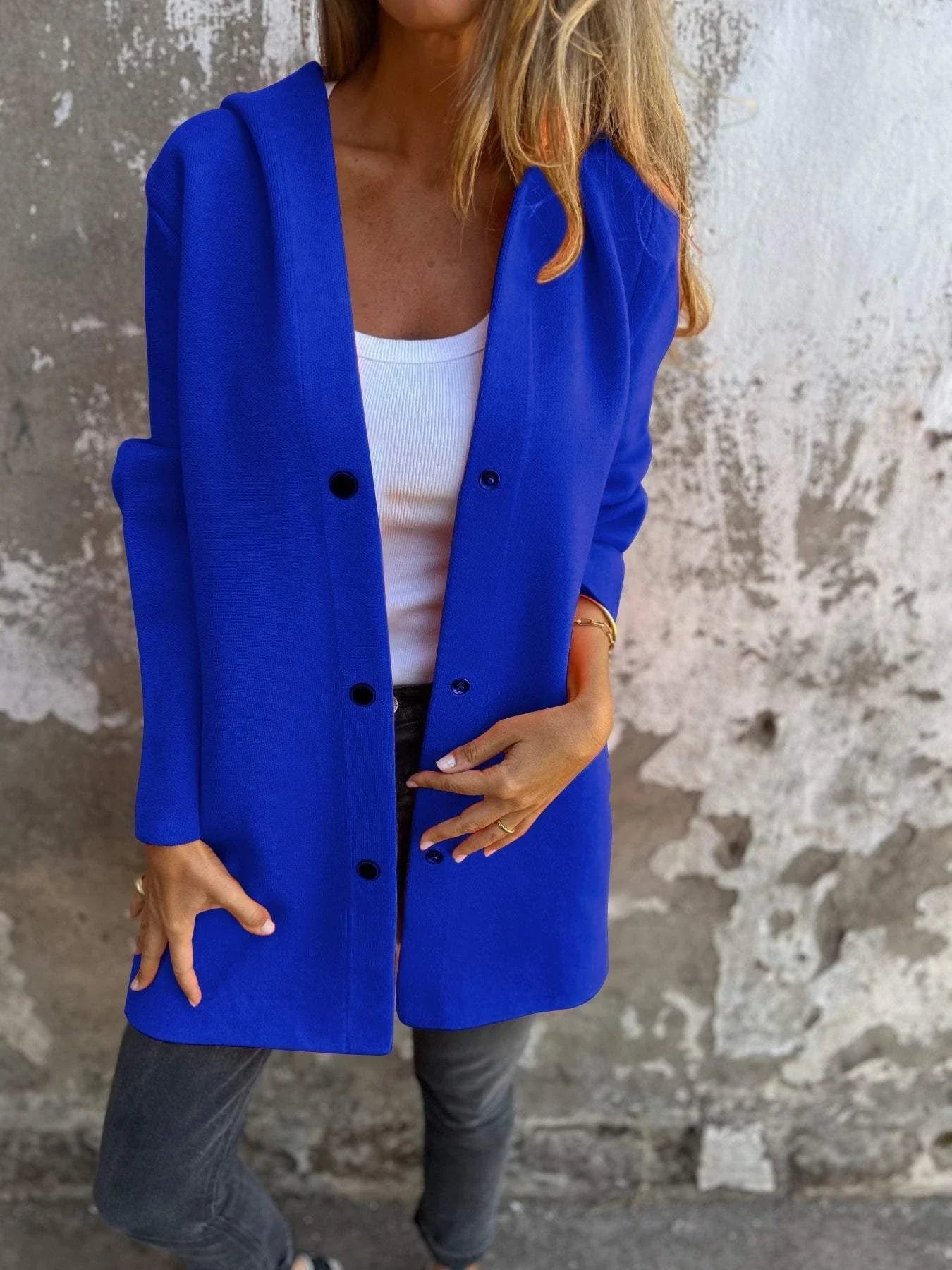 A cozy, hooded cardigan jacket in a variety of stylish colors and sizes