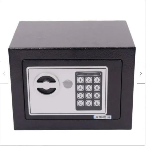 Mini office safe with password lock, steel construction, 230x170x170mm, black finish, surface spray treatment