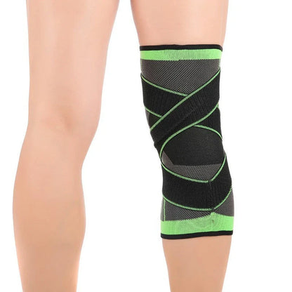 3D Sports Knee Pad in black, red, orange, and green with double beams for meniscus protection