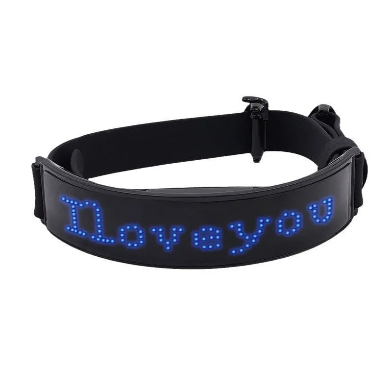 LED display collar dog harness in leather with four-color light for pet safety