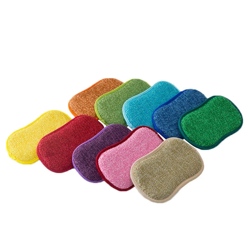 Double-sided microfiber cleaning sponge with high-density inner core for tough kitchen messes