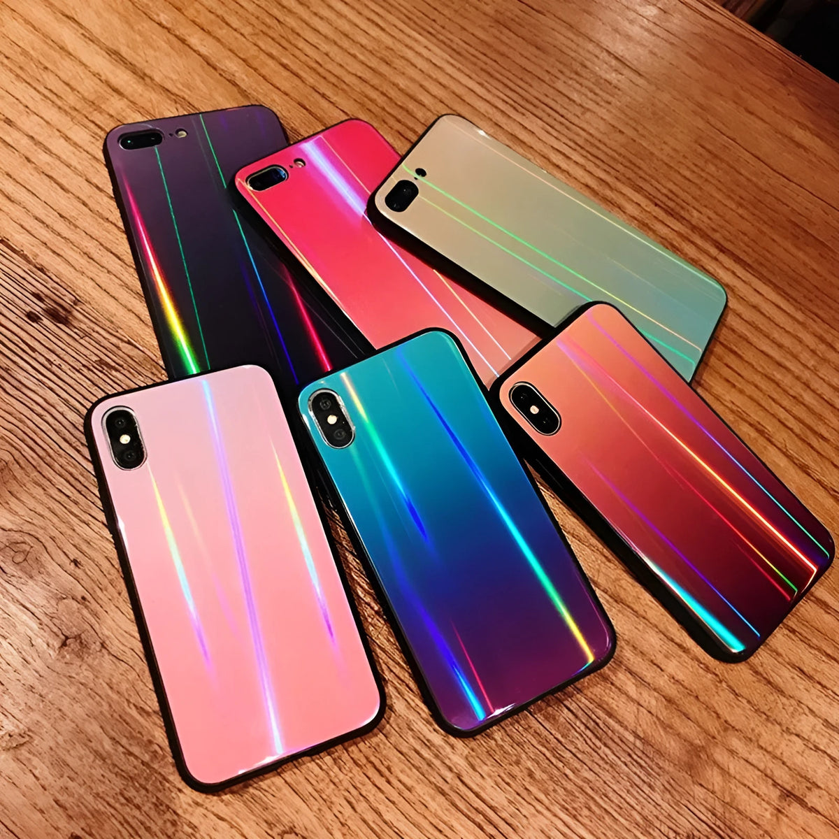 Gradient glass phone case with starry sky pattern fitted to a Huawei smartphone