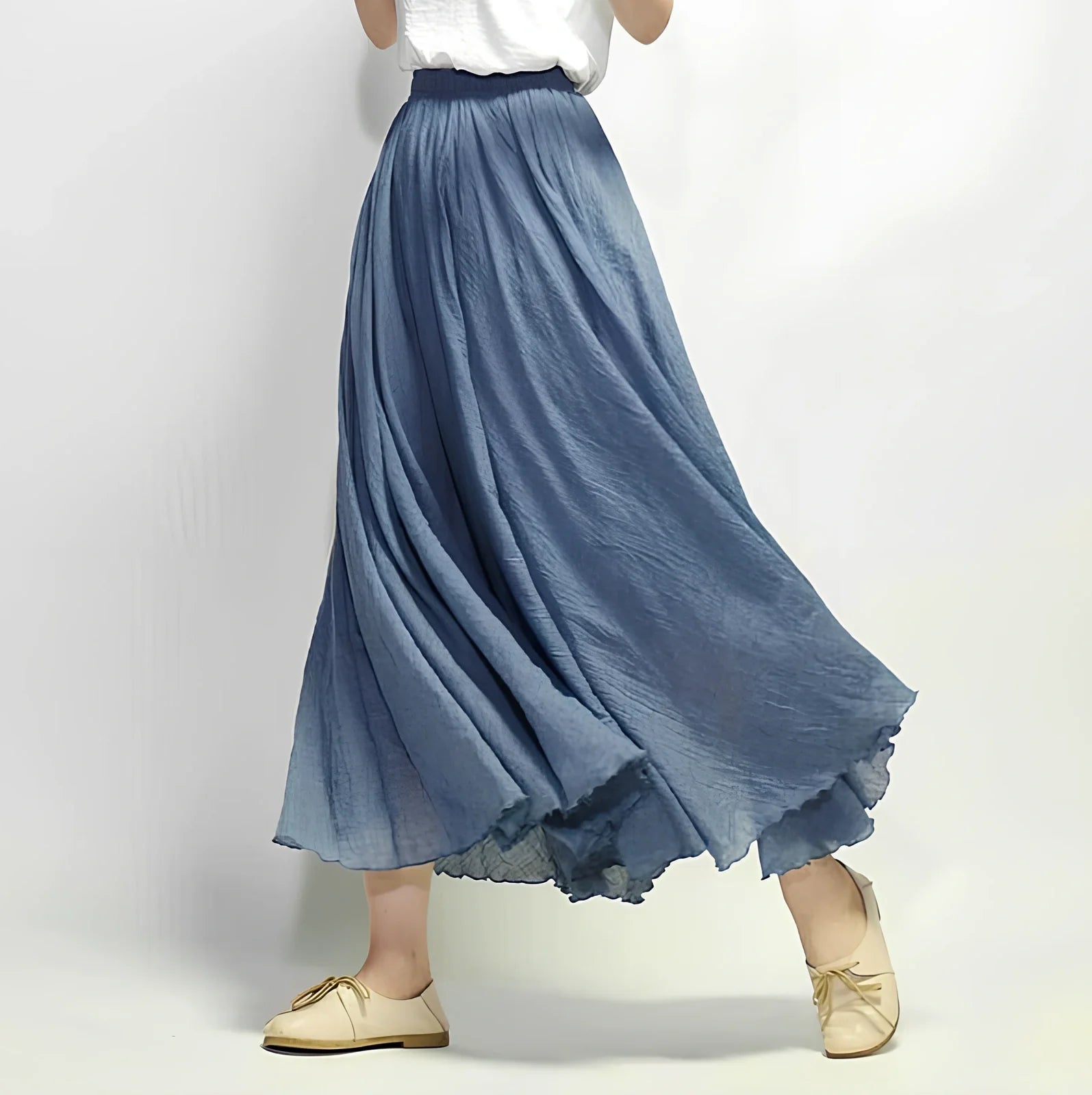 Women's cotton-linen blend A-line summer skirt with big pendulum design in various colours