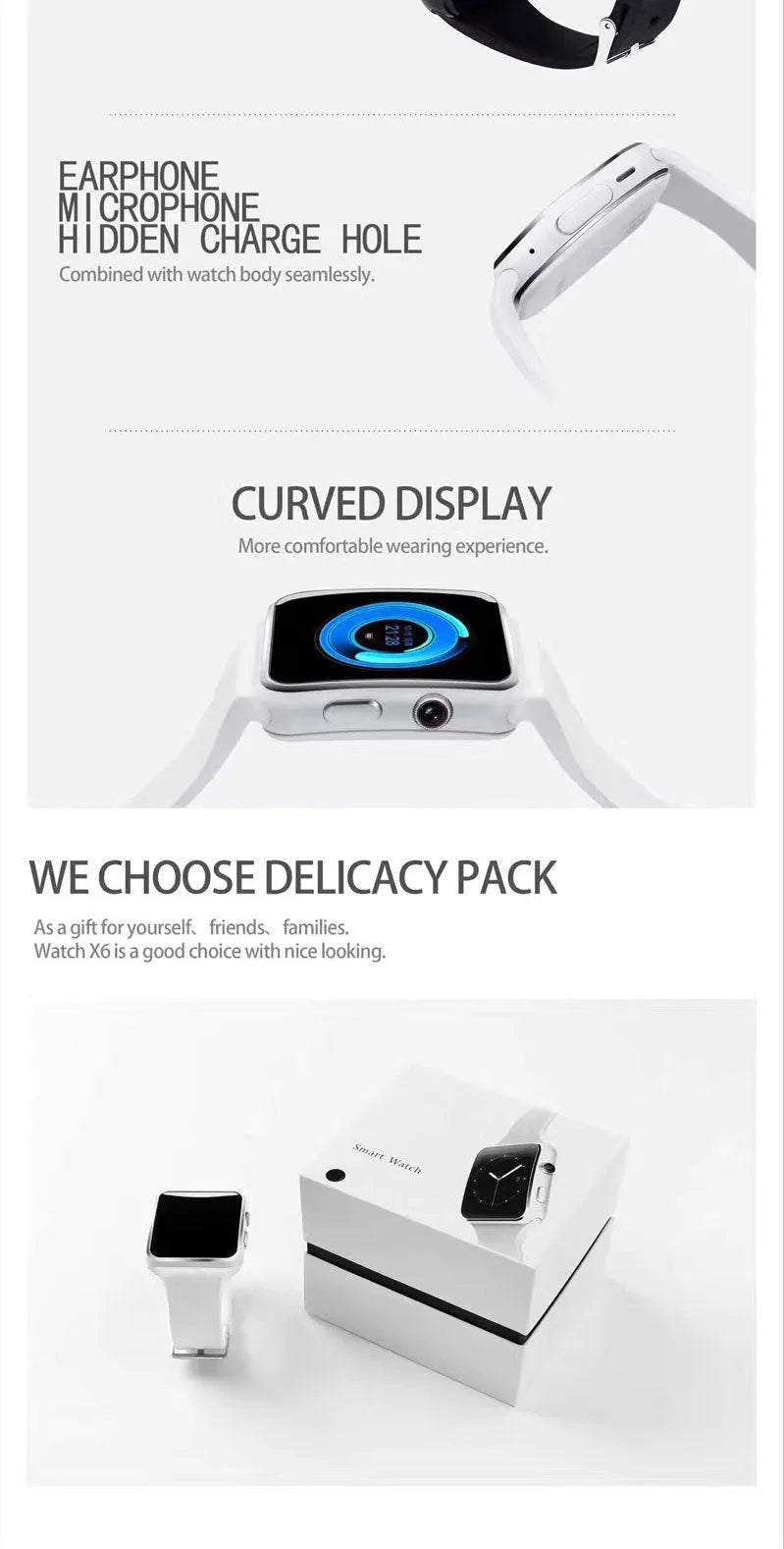 Black smart watch with 1.54 inch display and silicone strap on a wrist