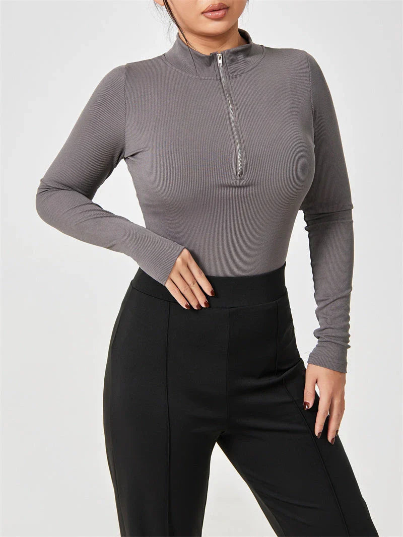 Women's long sleeve zipper jumpsuit with seamless slimming shapewear in various colours