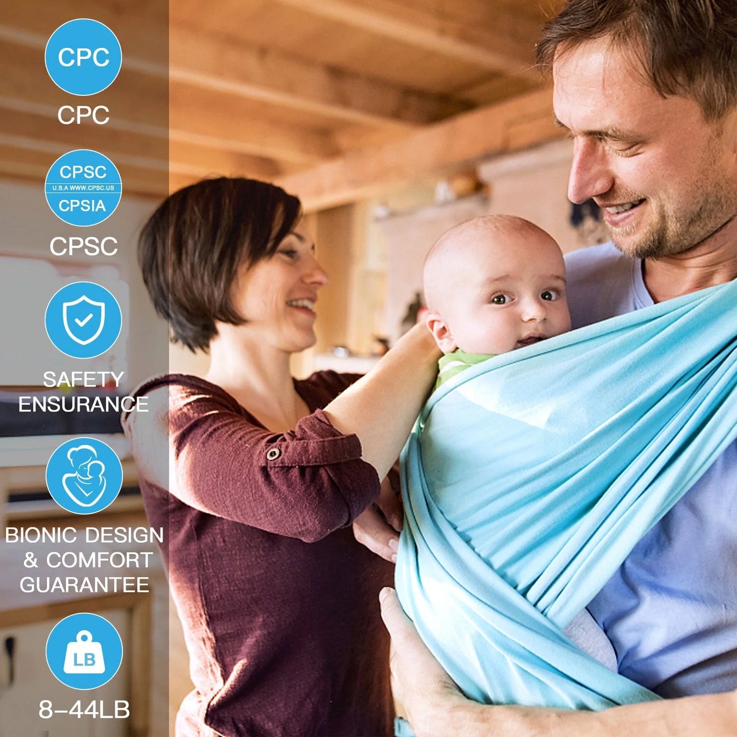 Multi-functional baby carrier wrap scarf in various colors for secure and comfortable baby carrying