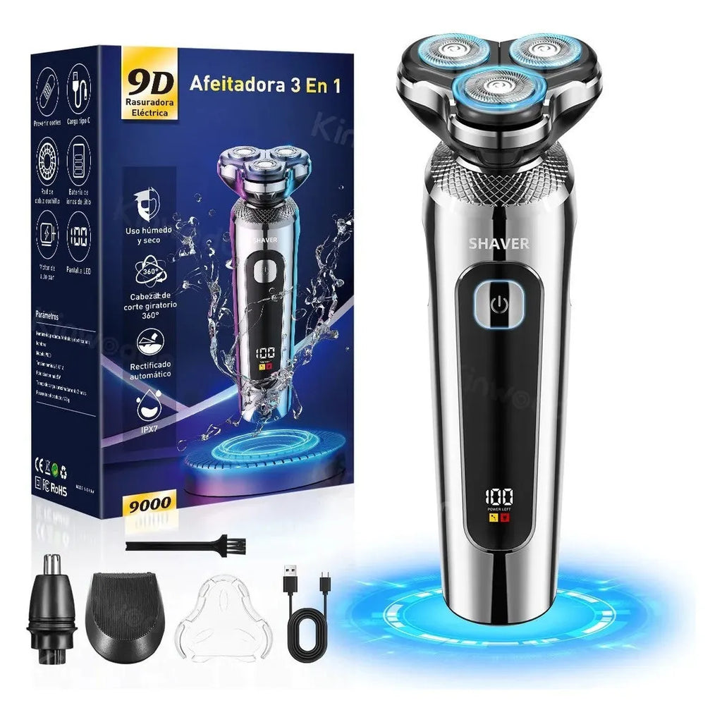 Digital USB rechargeable beard scraper shaver with LED display in five-in-one colour