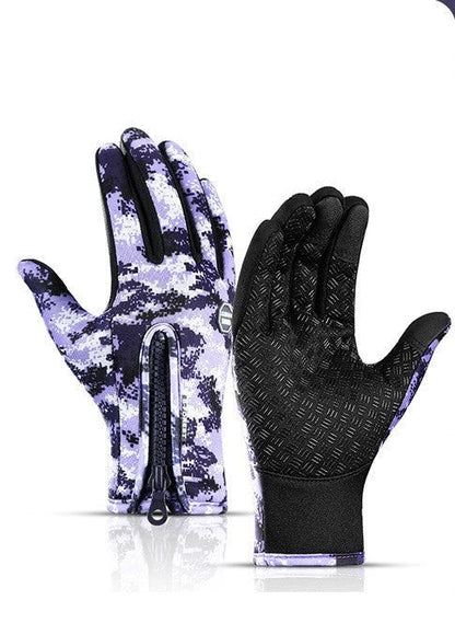 Premium touchscreen motorcycle gloves with polar fleece lining and textured grip for warmth and control