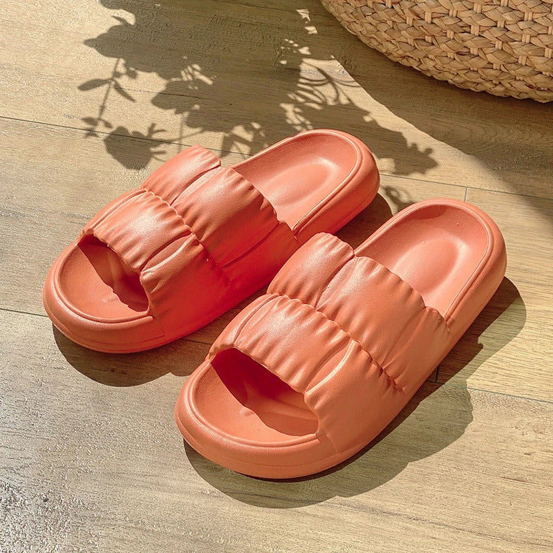 Plush Bathroom Slides in various colors and designs, featuring a soft, comfortable EVA sole and breathable upper material.