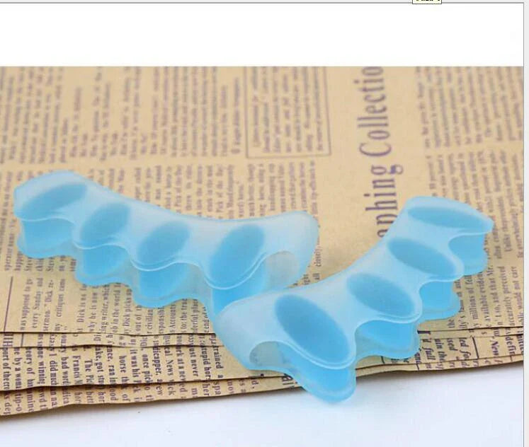 Silicone Bunion Corrector and Toe Separator in various colors, designed to provide soothing relief and long-term correction for foot deformities