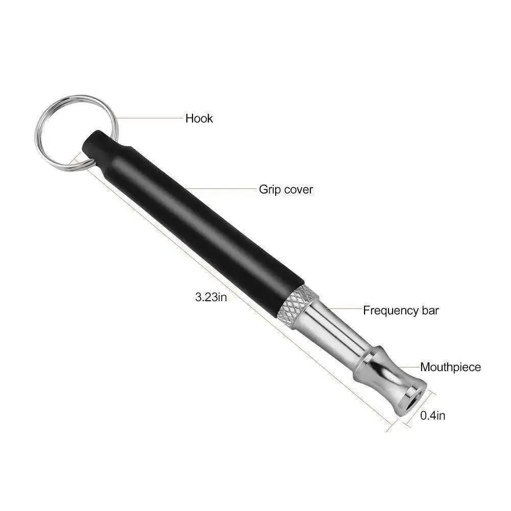 Copper ultrasonic dog training whistle with keychain ring and folding cord on white background