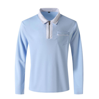 2024 Autumn Men's Long Sleeve Zipper Polo Shirts in various colors