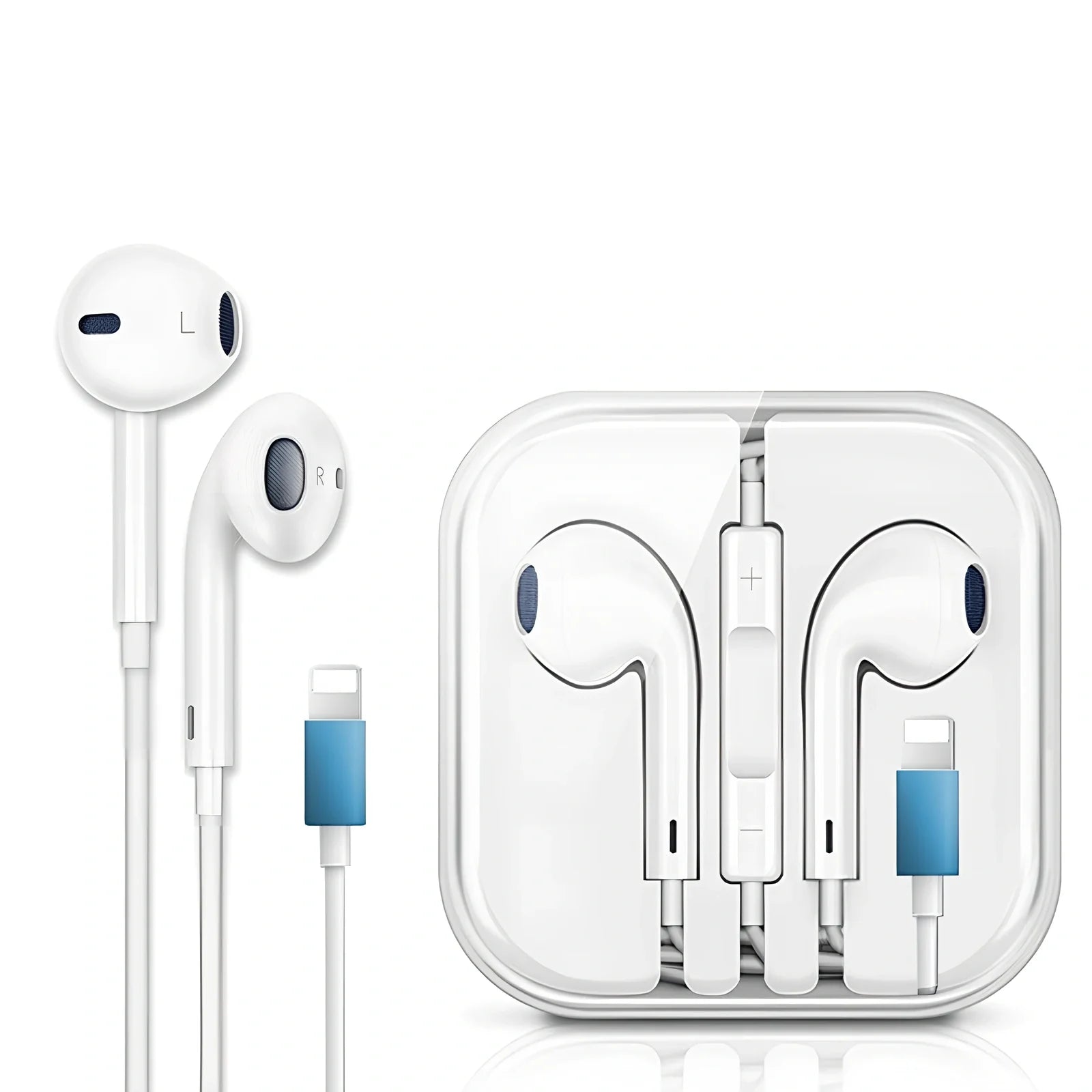 Automatic pop-up Bluetooth headset with lightning plug and in-ear design for wireless audio