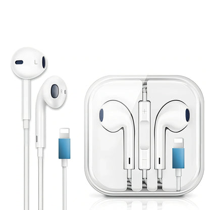 Automatic pop-up Bluetooth headset with lightning plug and in-ear design for wireless audio