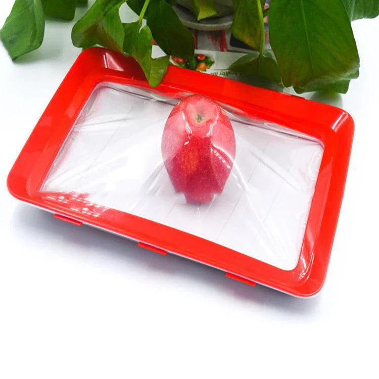 Reusable food storage trays with innovative buckle design to keep meat, fruit, and vegetables fresh in the Kiwi kitchen