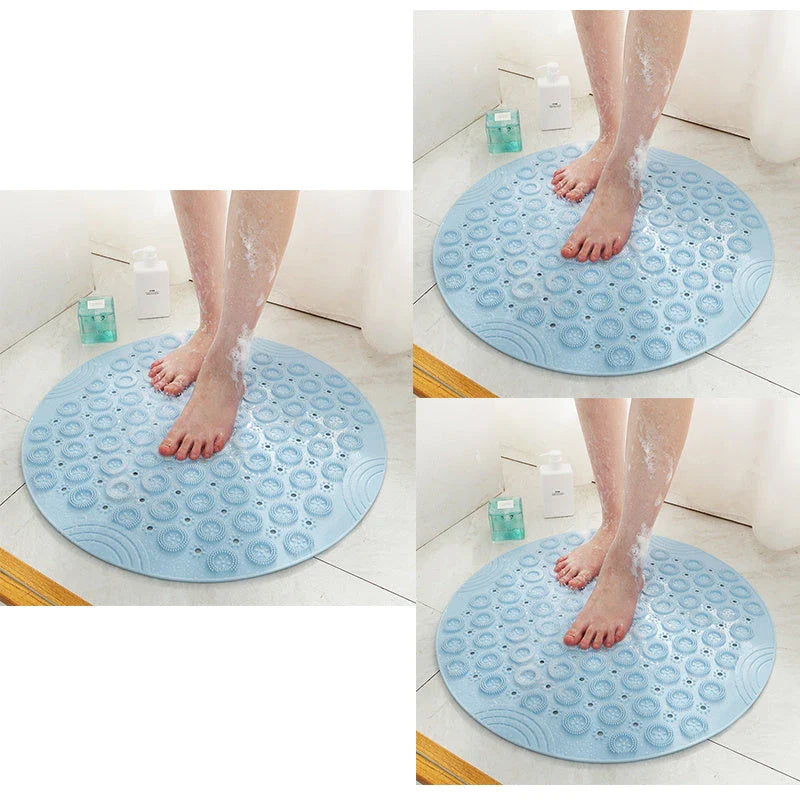 Textured Surface Round Shower Mat with Massage Texture, Non-Slip Suction Cups, and Drainage Holes for Kiwi Bathrooms