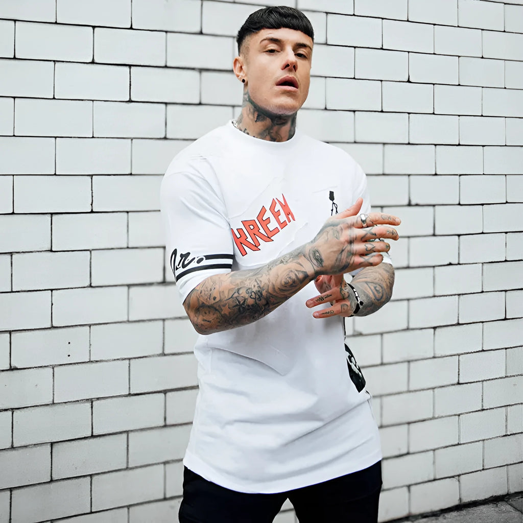 Men's loose fit cotton short sleeve t-shirt in black and white options