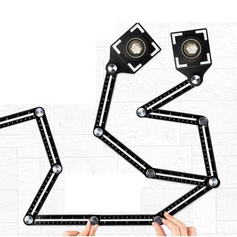 Aluminum alloy six-folding multi-angle measuring ruler for precise tile and flooring layouts