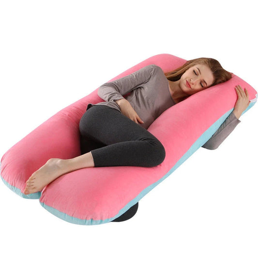 U-shape pregnancy pillow with removable pure cotton cover for support and comfort