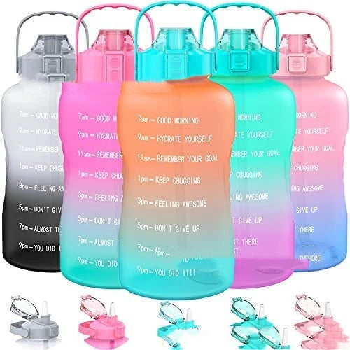 2.2L large capacity half gallon plastic space cup with time markings in gradient colours