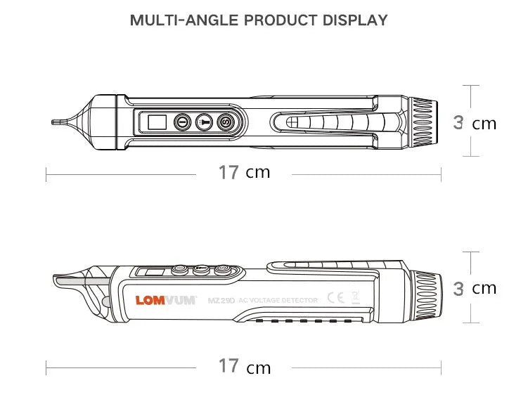 Black intelligent test pencil with sensor tip for voltage detection and automatic shut-off feature