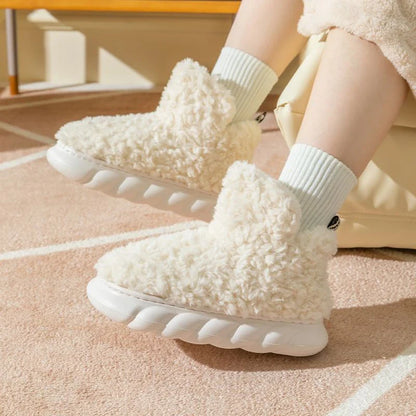 Heeled waterproof cotton slippers in various colours for winter wear