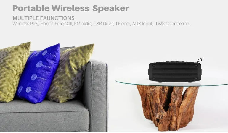 Portable Bluetooth speaker in multiple colours with dual speakers and a microSD card slot.