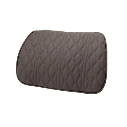 Embroidered memory foam car headrest and waist rest set in black and brown