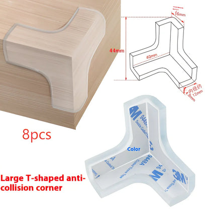 L-shaped baby silicone protective pad in soft PVC with 3M glue for table corner safety, thickened 2cm padding