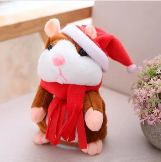 15cm little talking hamster plush toy in light brown colour, repeats what you say