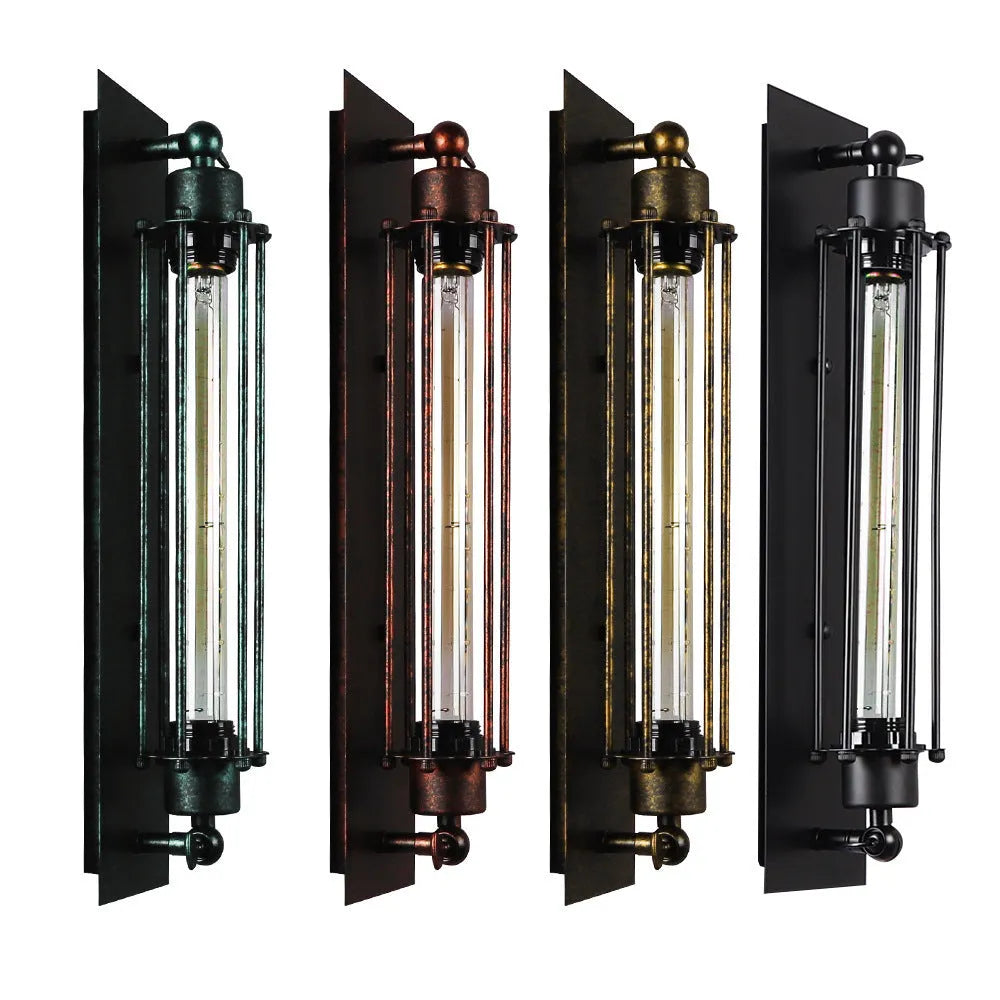 Refined retro industrial style iron devil island flute wall lamp in black finish with American style design