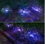 Solar-powered LED fireworks light string for outdoor decoration in various colors