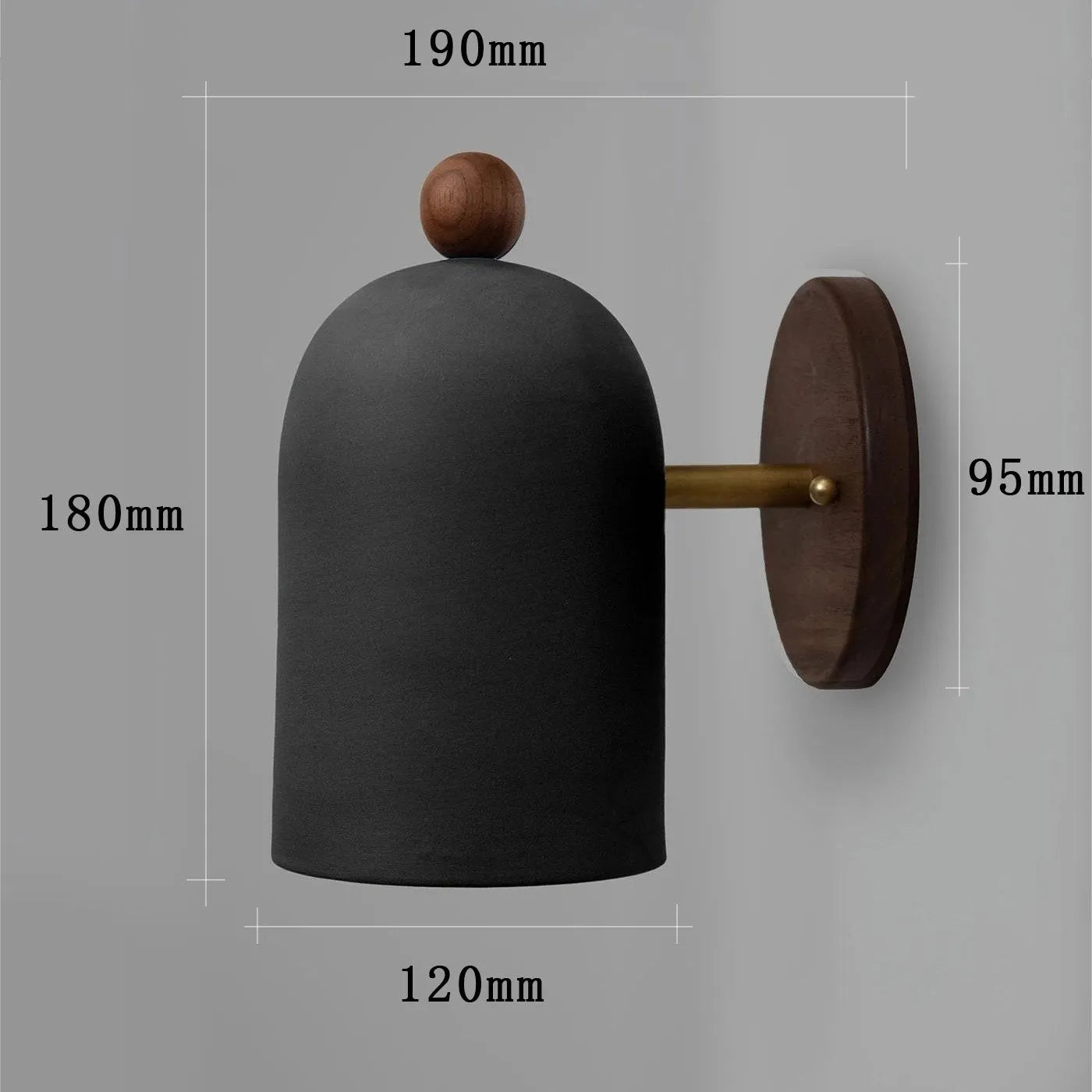 Japanese Zen ball light black wall lamp with 350 degree rotation for hallway bedside lighting