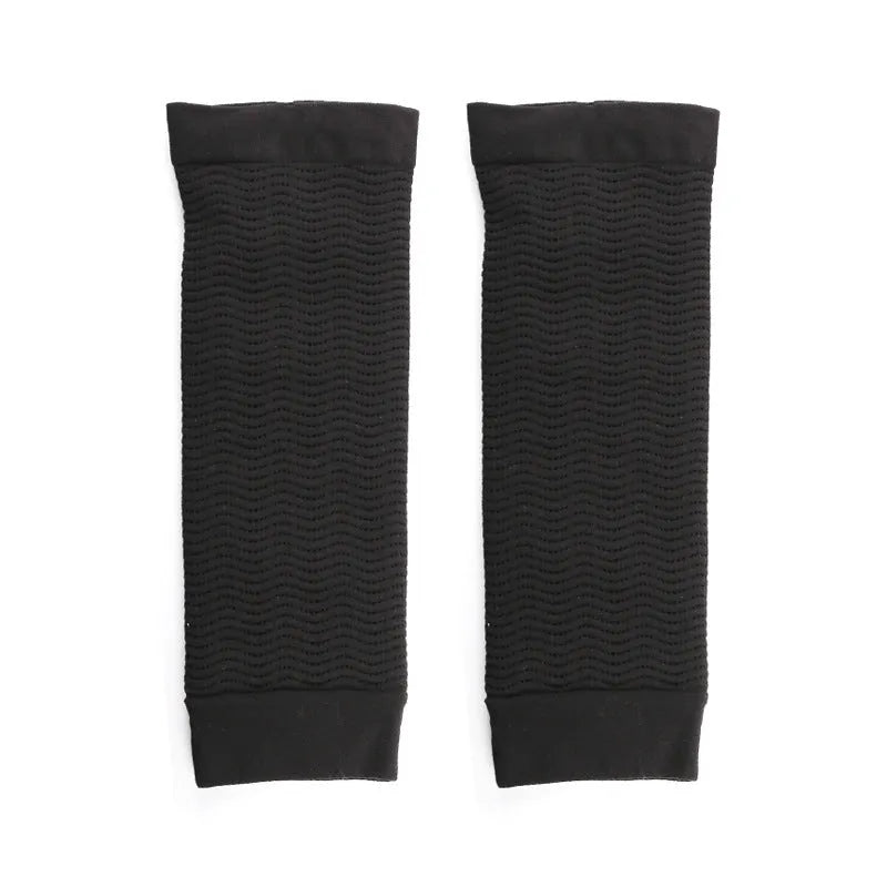 Women's nylon shaping arm sleeve in black or skin colour option for middle-aged women