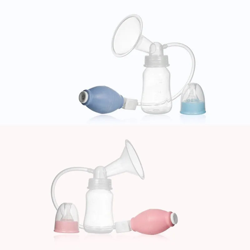 Silicone hand-kneaded manual breast pump in pink and blue for mothers