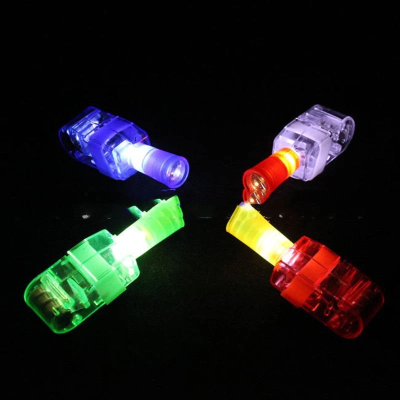 LED Finger Light Ring projecting cartoon patterns at a kids' party
