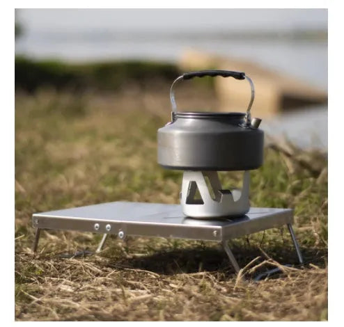 Folding aluminium alloy insulated camping stove holder expanded to 32x21cm, black colour