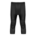 Men's basketball tight cropped leggings with integrated anti-collision knee pad, TWA 0205 Black