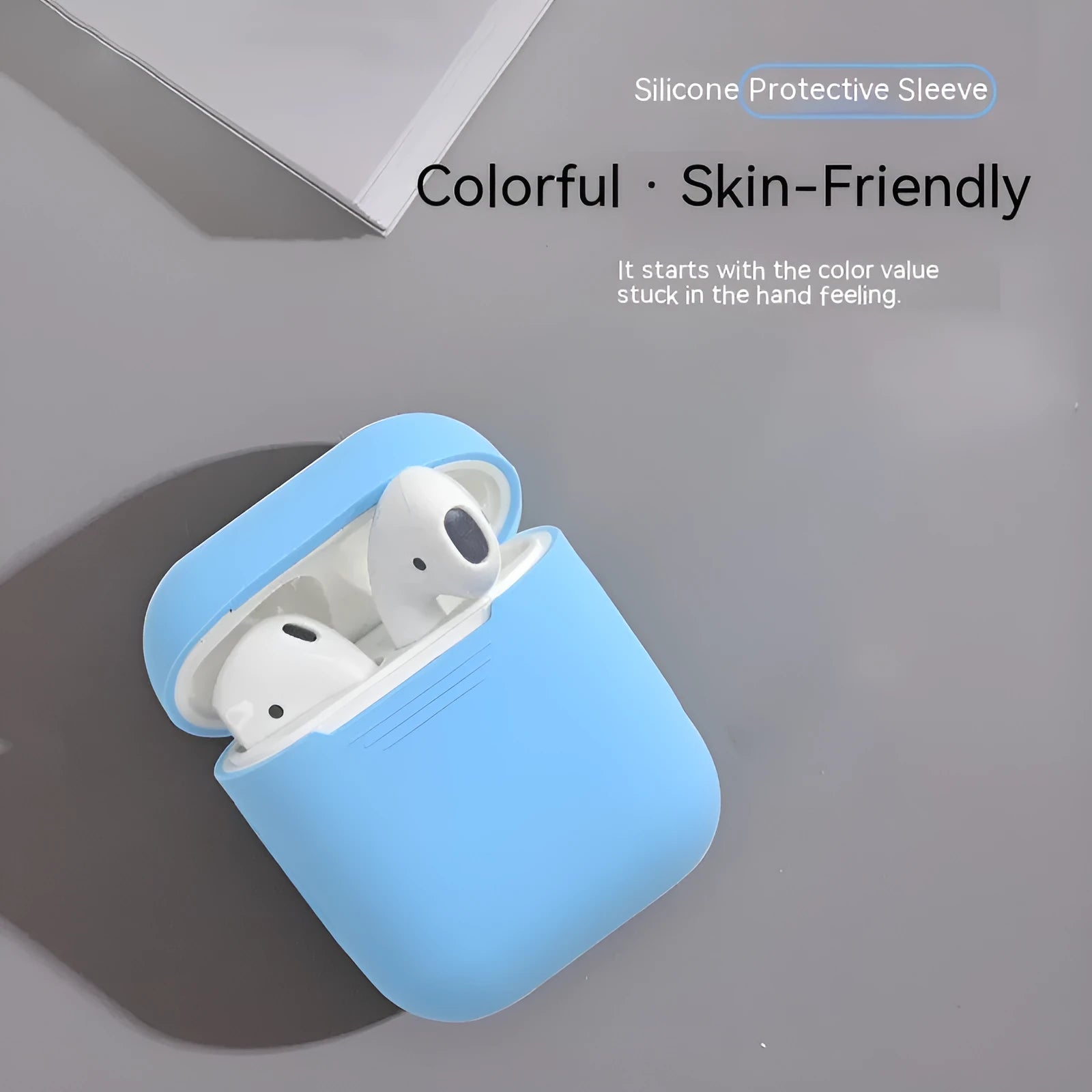 Silicone protective cover for AirPods 1/2 generation case in black, all-inclusive design