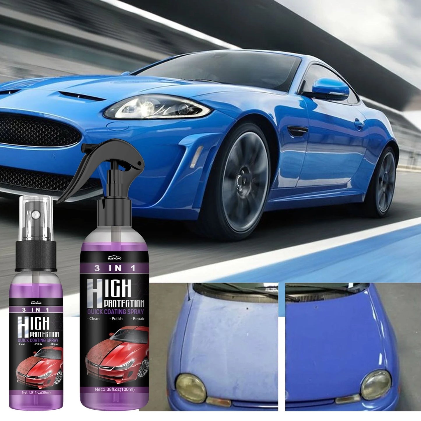 3 In 1 High Protection Fast Car Paint Spray Automatic for quick and easy car paint touch-ups
