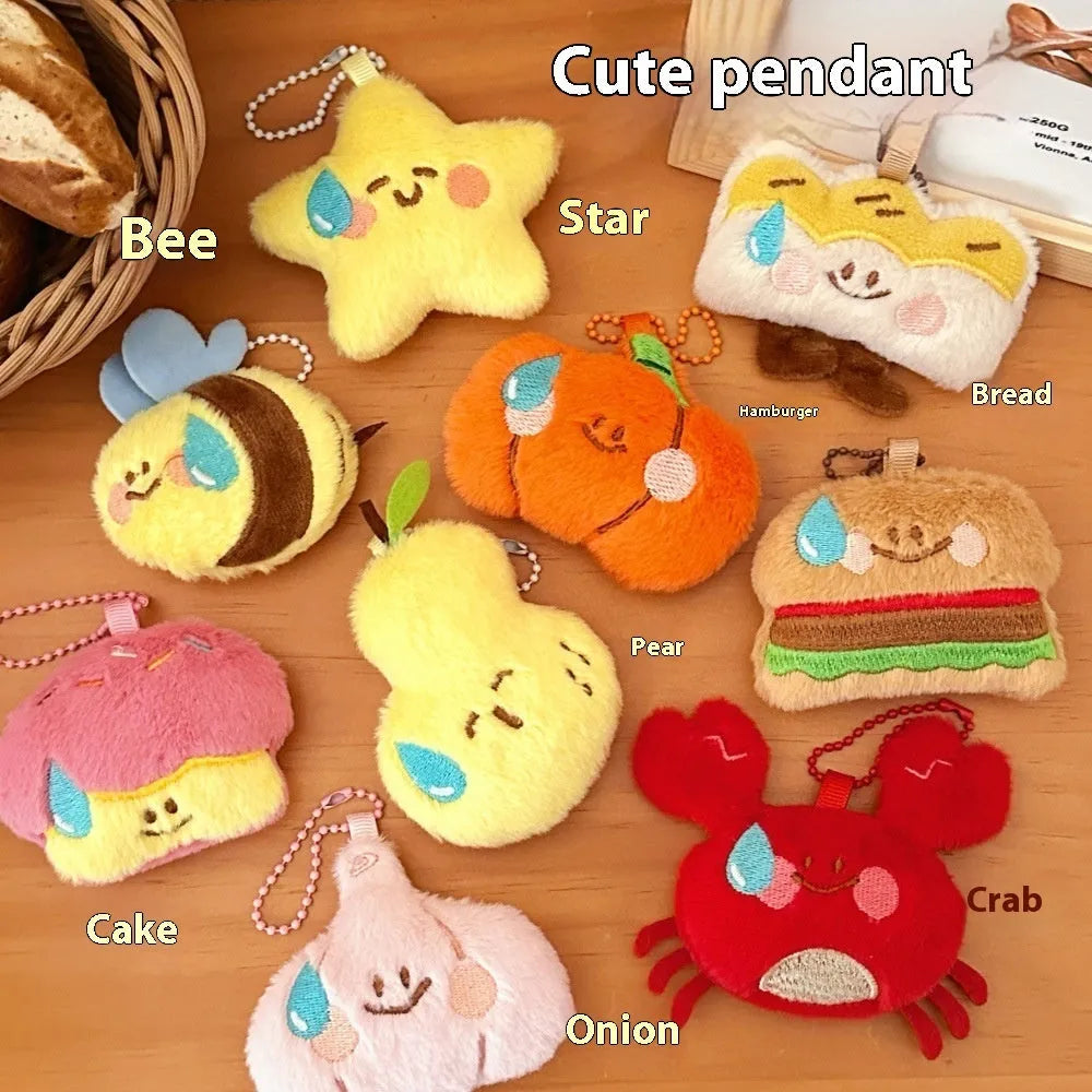 Soft wool plush key chain pendant 18x14cm showing cartoon puppy pattern in colour Style 1, half-handmade finish