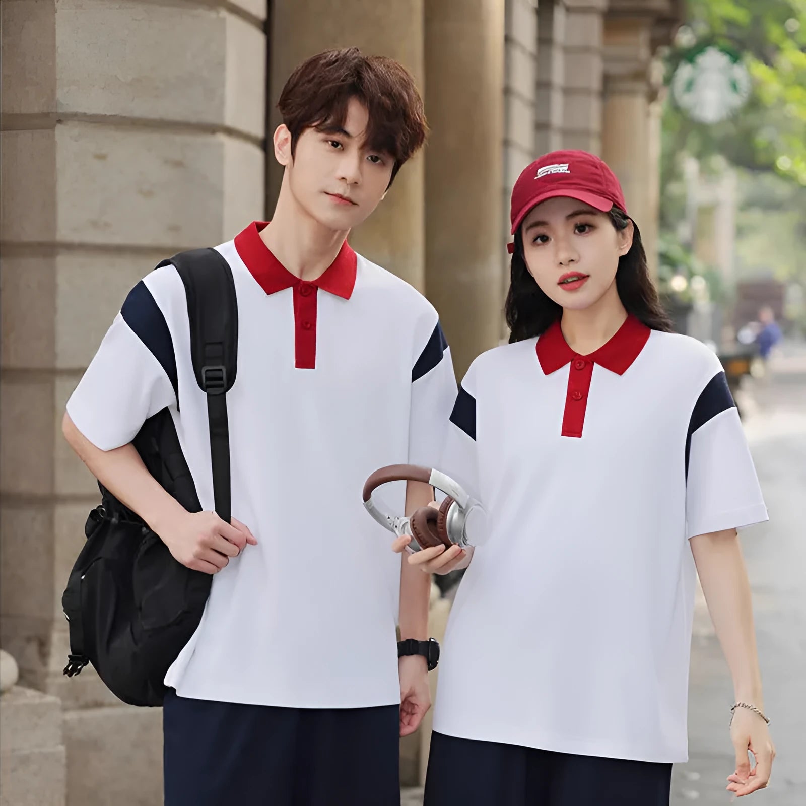 Raglan short sleeve shirt in combed cotton available in black, red, and dark green colours