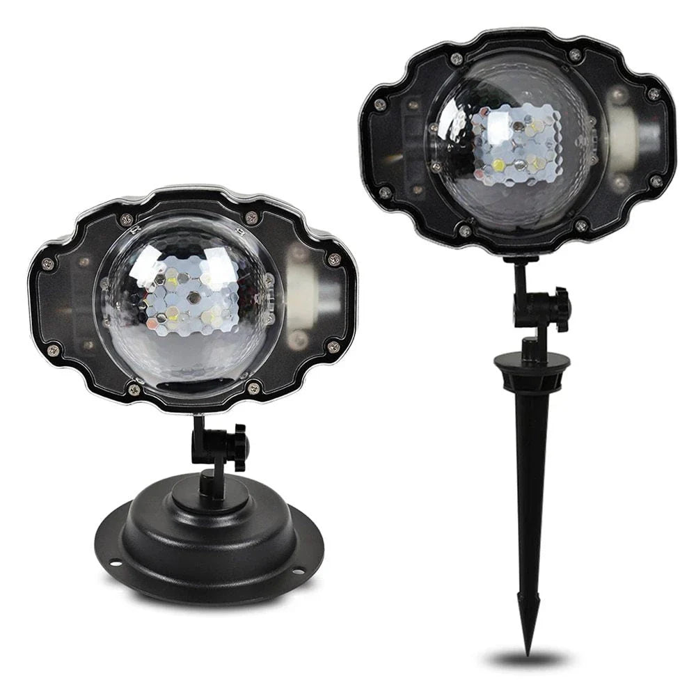 LED Christmas Light Projector with snowflake projections for holiday decorations
