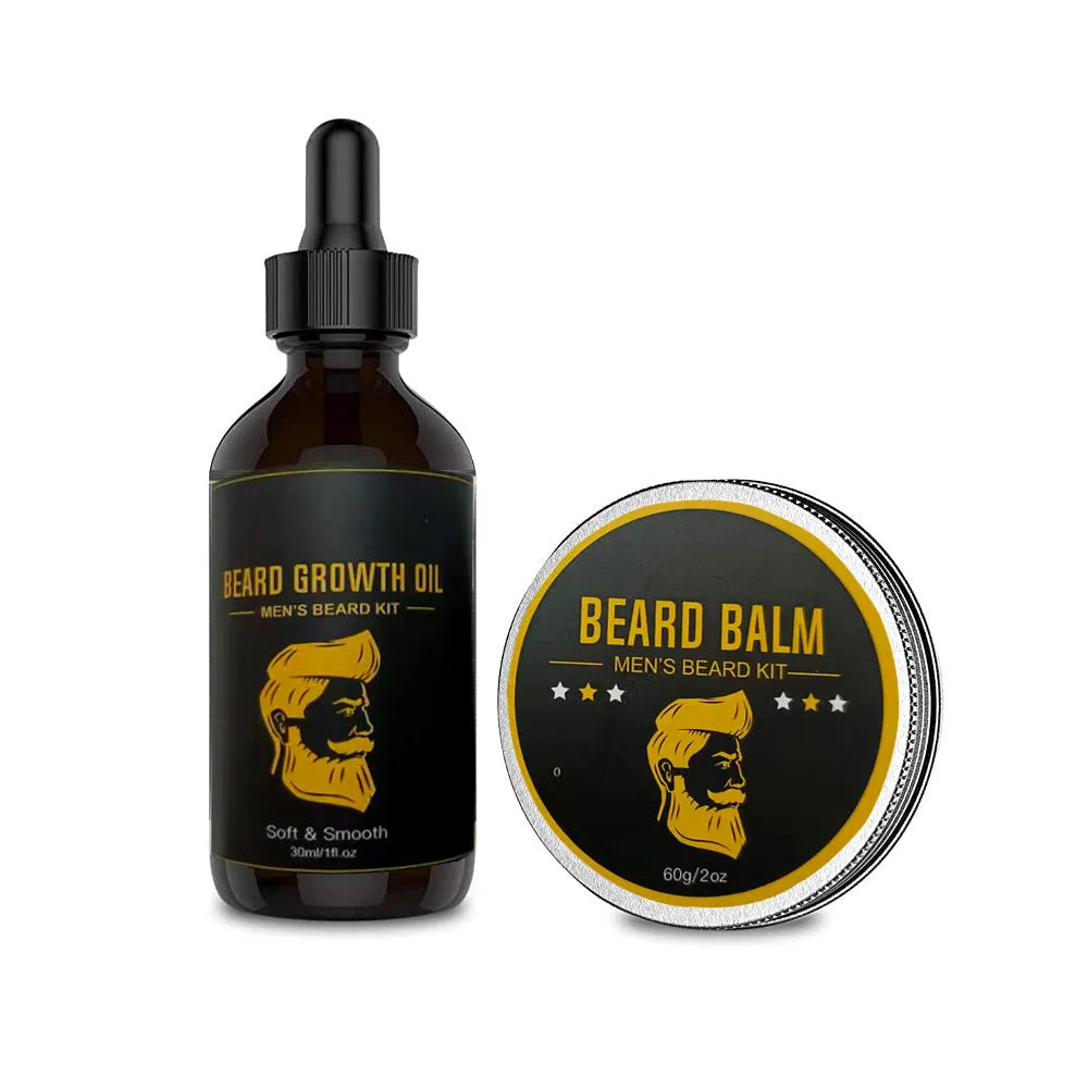 Two-piece beard care set with beard balsam in compact 20x17x5cm packaging, 30ml each